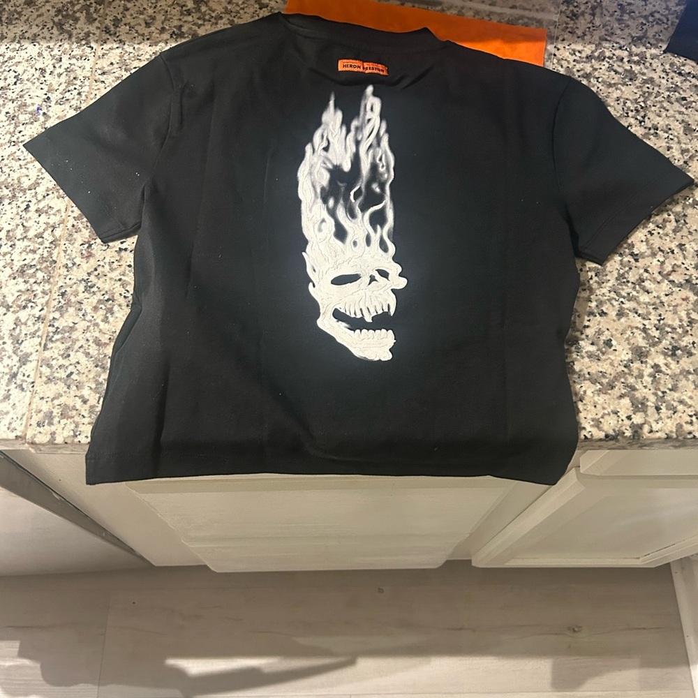 Heron Preston Black Tee Flaming Skull - Picture 3 of 10